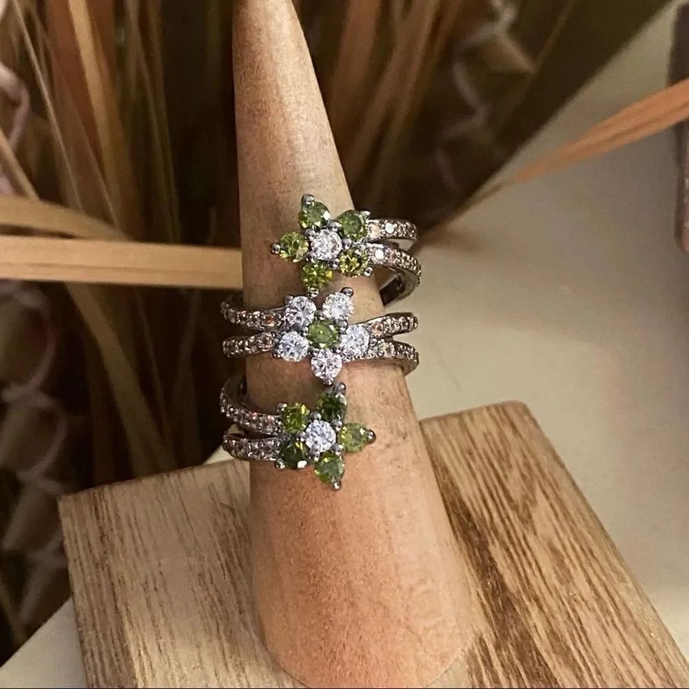 Flower Multi Color CZ Statement Ring - Picture 5 of 9